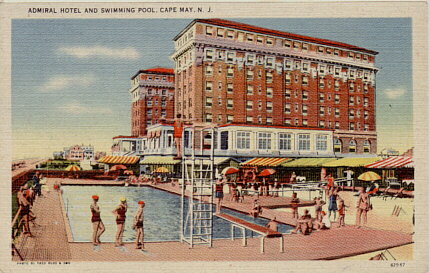 Admiral Hotel and Pool, Cape May New Jersey, Vintage Postcard Image